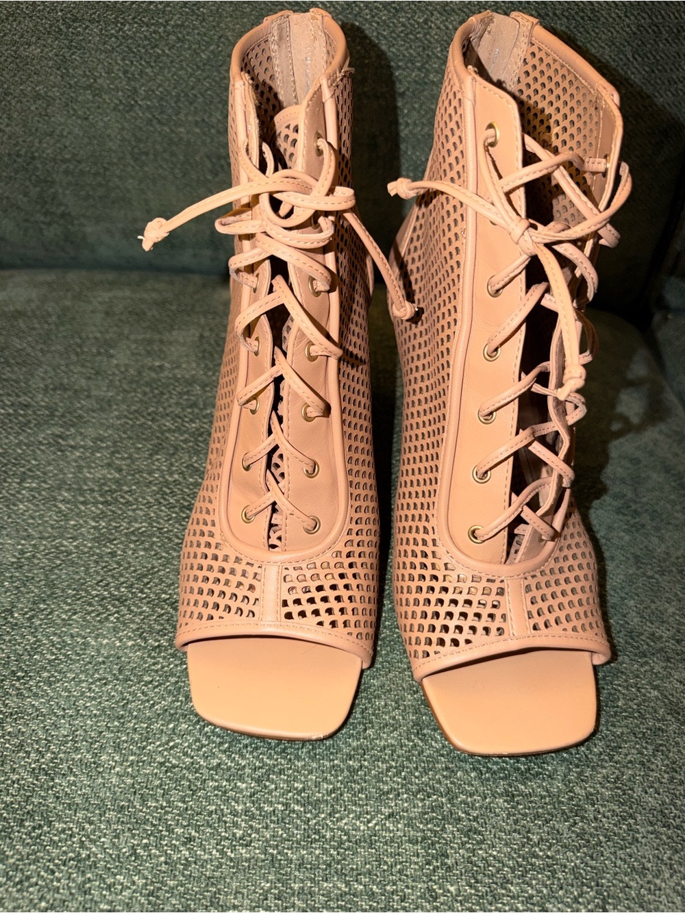 Vince Camuto Blush Lace-Up Peep Toe Ankle Boots